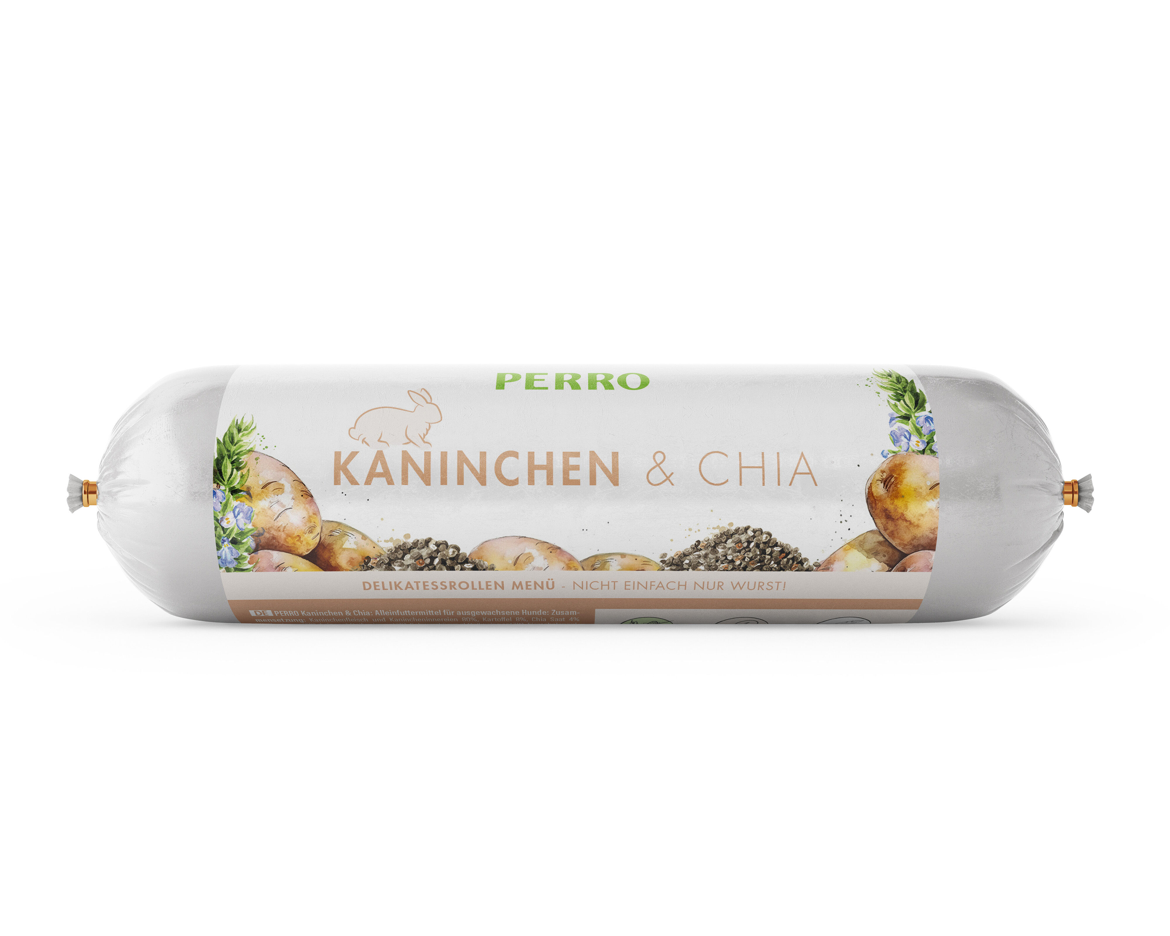 PERRO-Delikatessrollen-Menue-Kaninchen-Kartoffel-Chia-getreidefreie-schnittfeste-Hundewurst-Singleprotein-182576