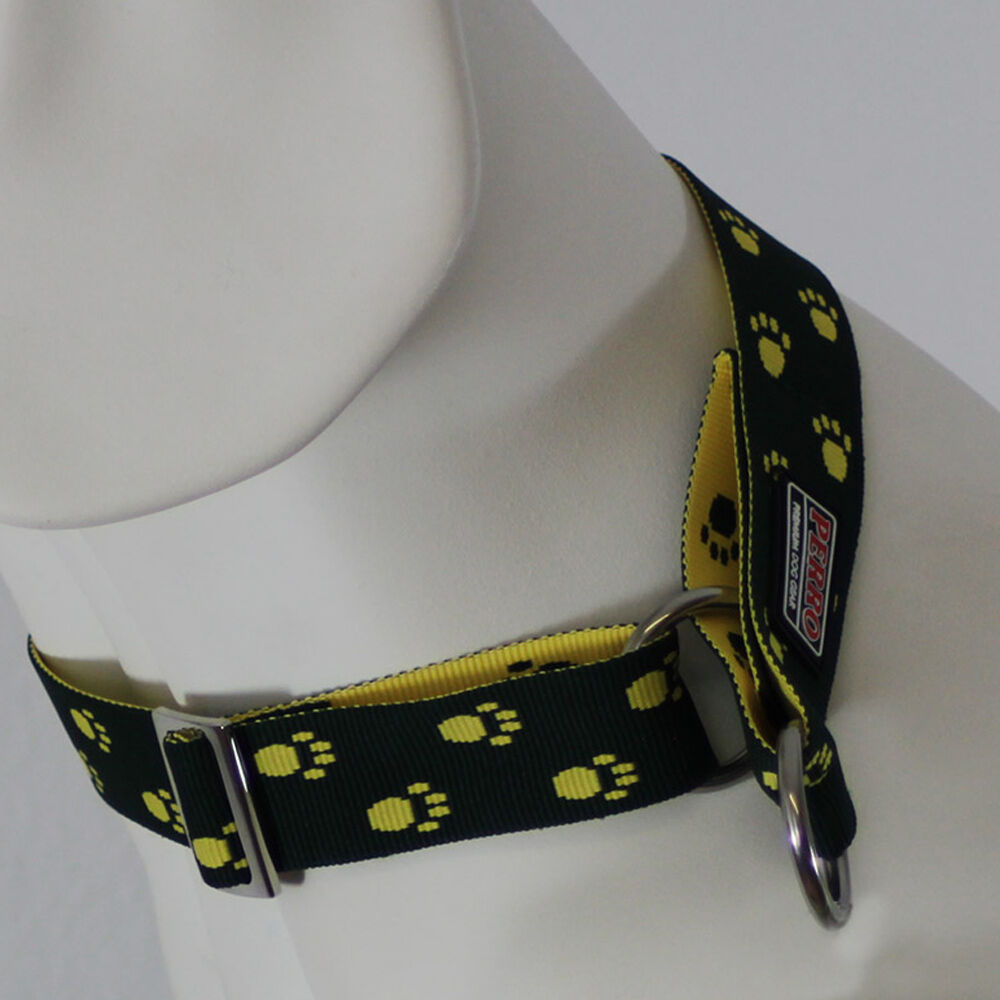 PERRO-DG-Halsband-Zugstopp-30-schwarz-gelb-Pfoten-Hund-91524