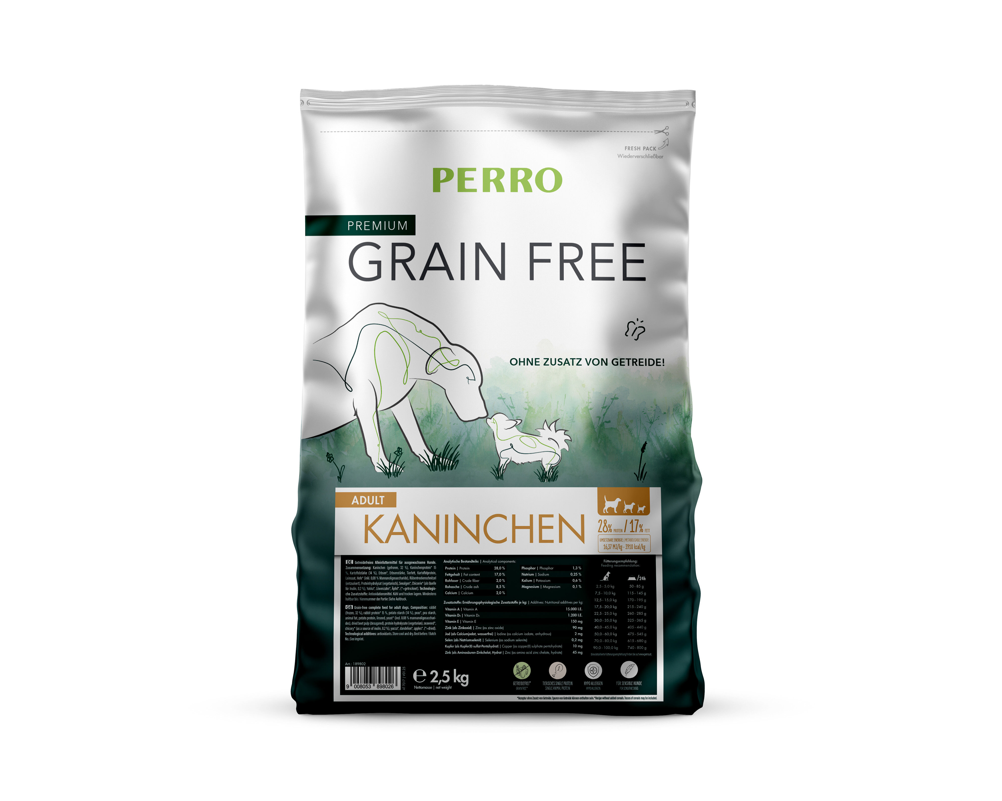 PERRO-Grain-Free-Adult-Kaninchen-2-5-kg-Trockenfutter-fuer-Hunde-weiche-Kroketten-189802