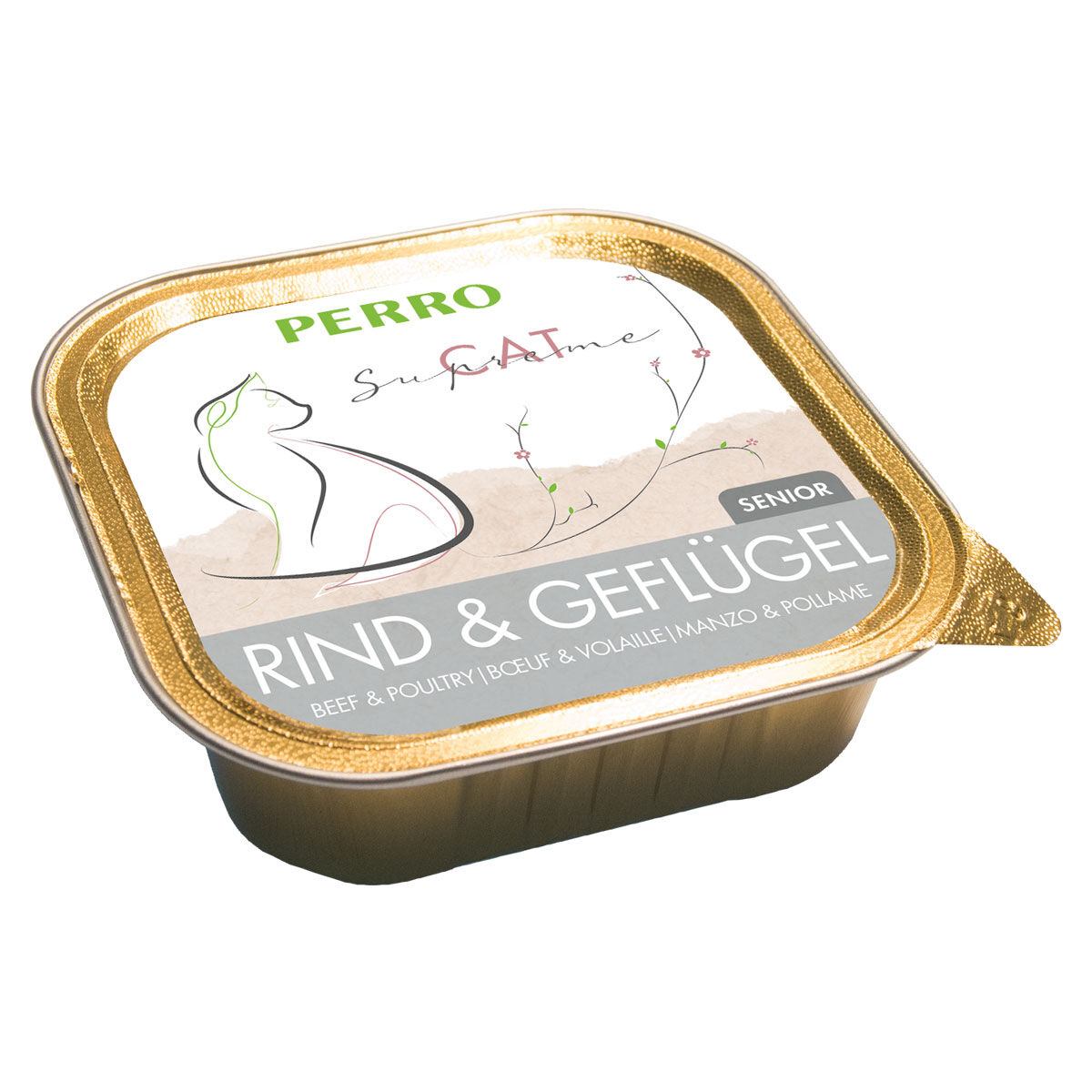 PERRO-Tiernahrung-Cat-Supreme-Senior-Rind-Gefluegel-100g-glutenfreies-Nassfutter-fuer-alte-Miezen-182136