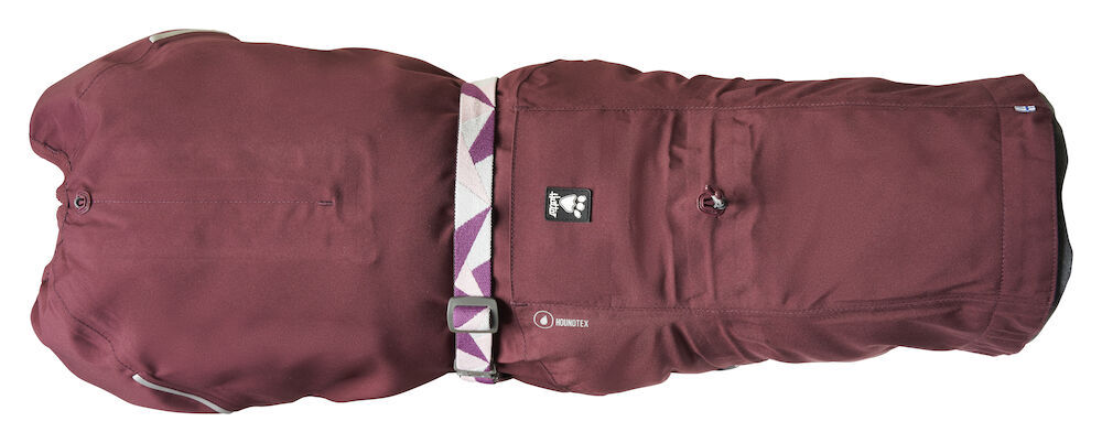 Hurtta-Regenmantel-Mudventure-Coat-ECO-eggplant-aubergine-wasserabweisend-verschweißte-Naehte-ungefuettert-leichter-Hundemantel-Ansicht-von-oben-HU-934499