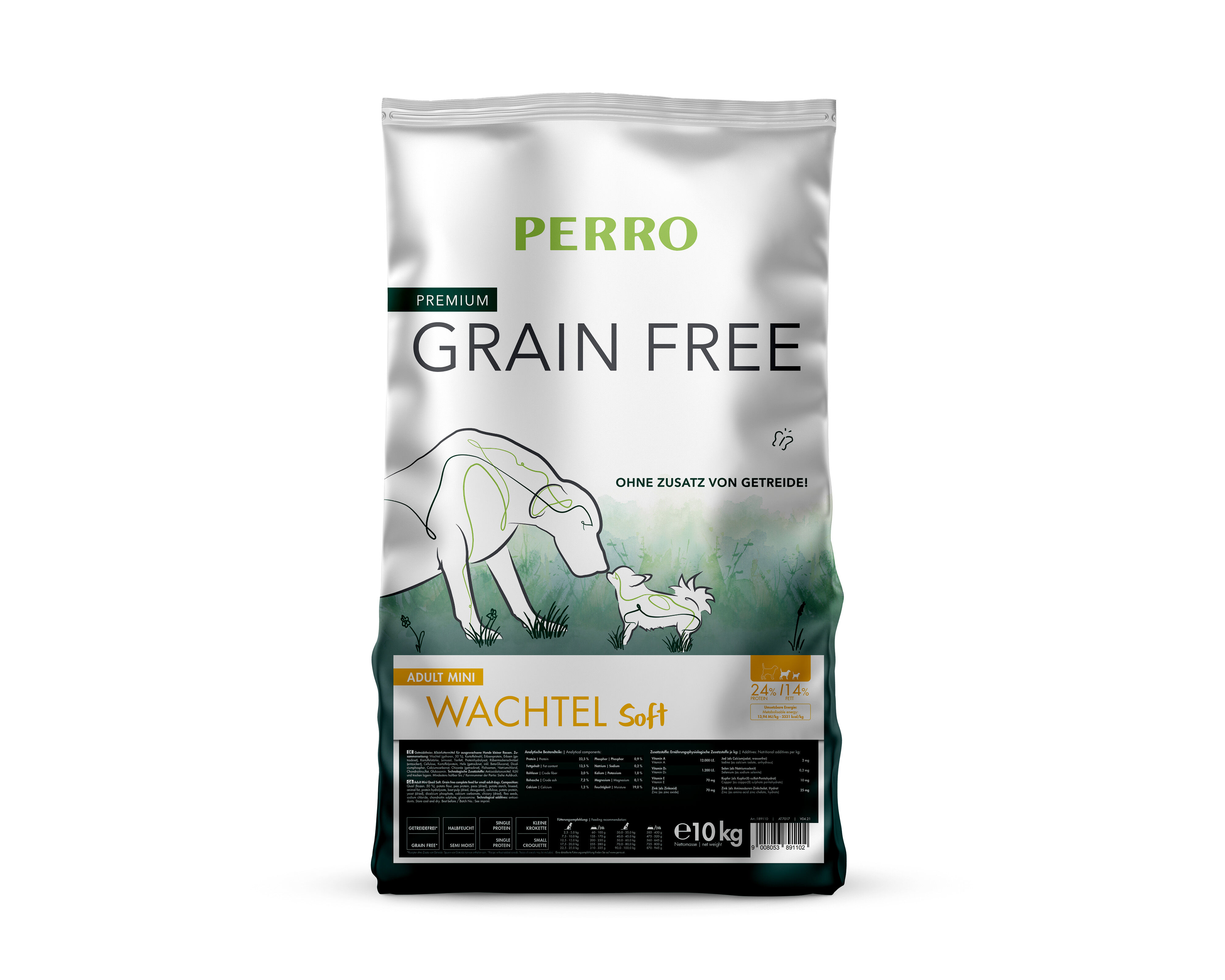 PERRO-Grain-Free-Adult-Mini-Wachtel-Soft-hundefutter-trocken-10-kg-189102