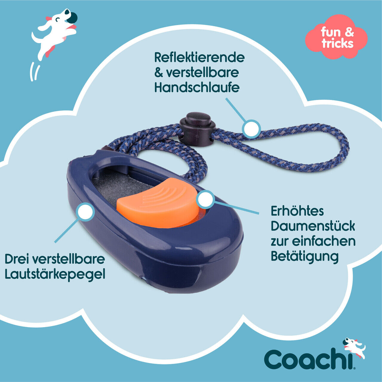 Company-of-Animals-Coachi-Multi-Clicker-dunkelblau-navy-Klickertraining-Hundeausbildung-positive-Bestaerkung-mit-Handschuh-bedienbar-50-41120