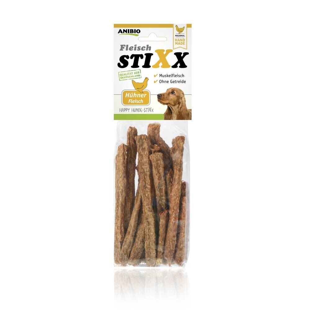 Anibio-Stixx-Huhn-Muskelfleisch-glutenfrei-ohne Getreide-ohne Zusaetze-luftgetrocknet-SB-77701
