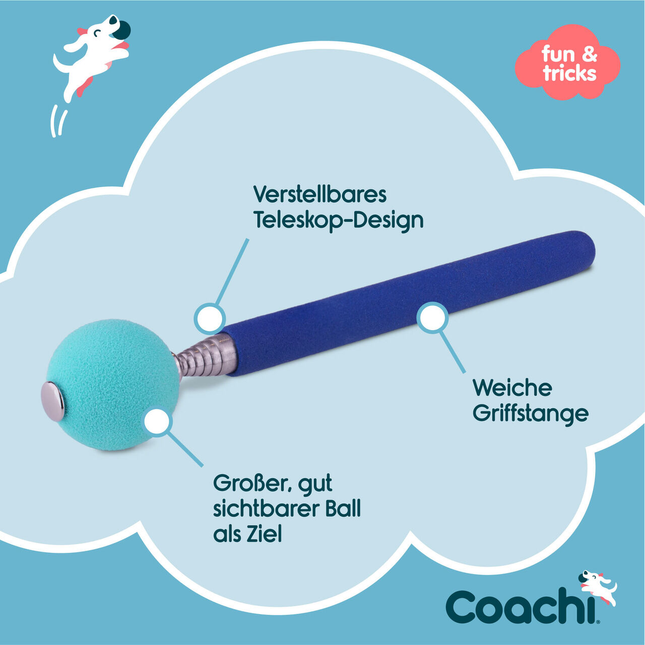 Company-of-Animals-Coachi-Targetstick-blau-Clickertraining-Teleskopstange-weicher-Handgriff-großes-sichtbares-Ziel-50-41160