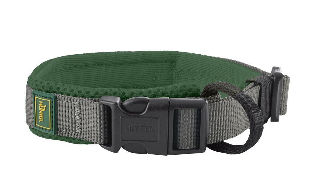 Hunter-Halsung-Maldon-dunkelgruen-grau-stufenlos-verstellbares-Hundehalsband-H-205394