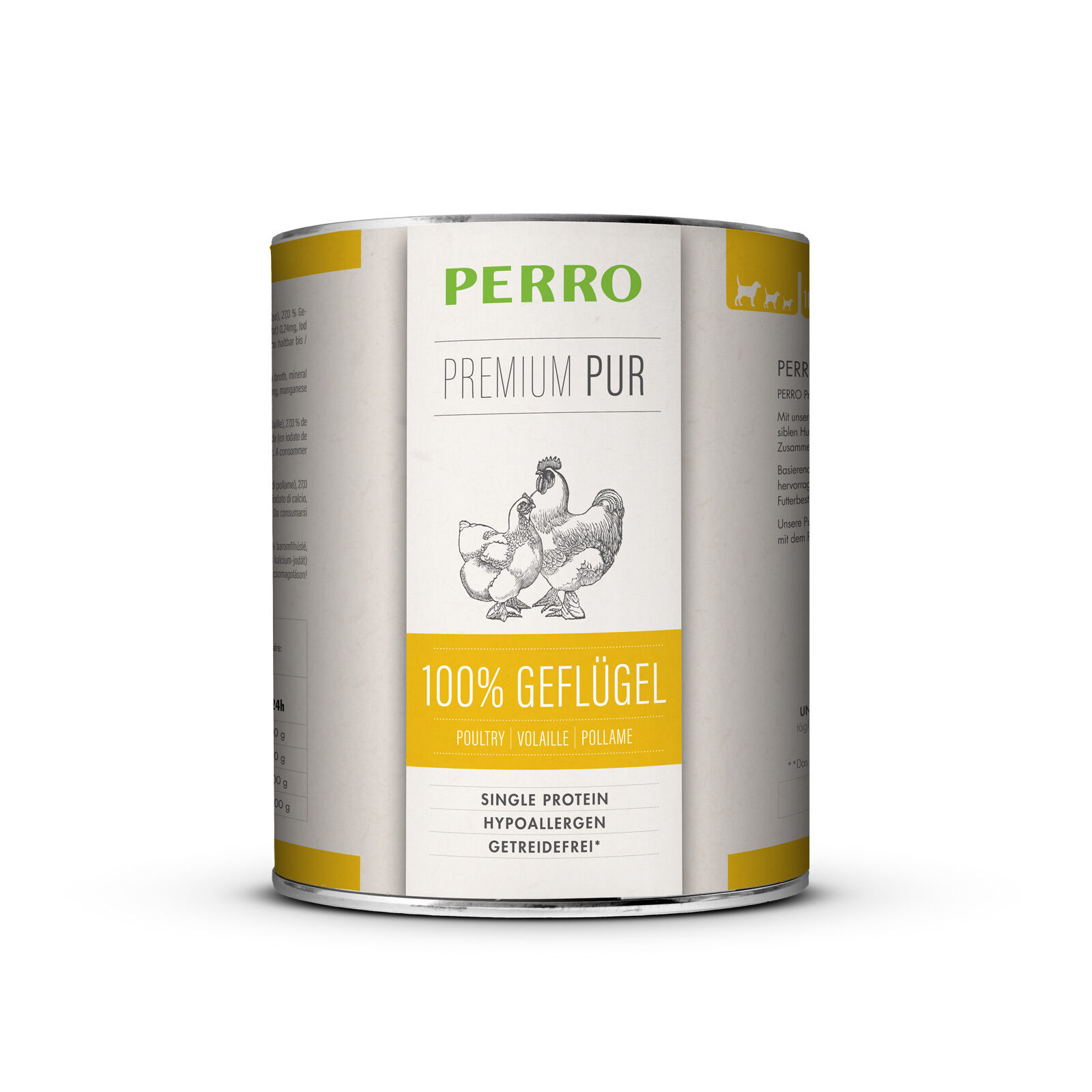 PERRO-Tiernahrung-Premium-Pur-Gefluegel-820g-Frischfleisch-Nassfutter-fuer-Hunde-181205