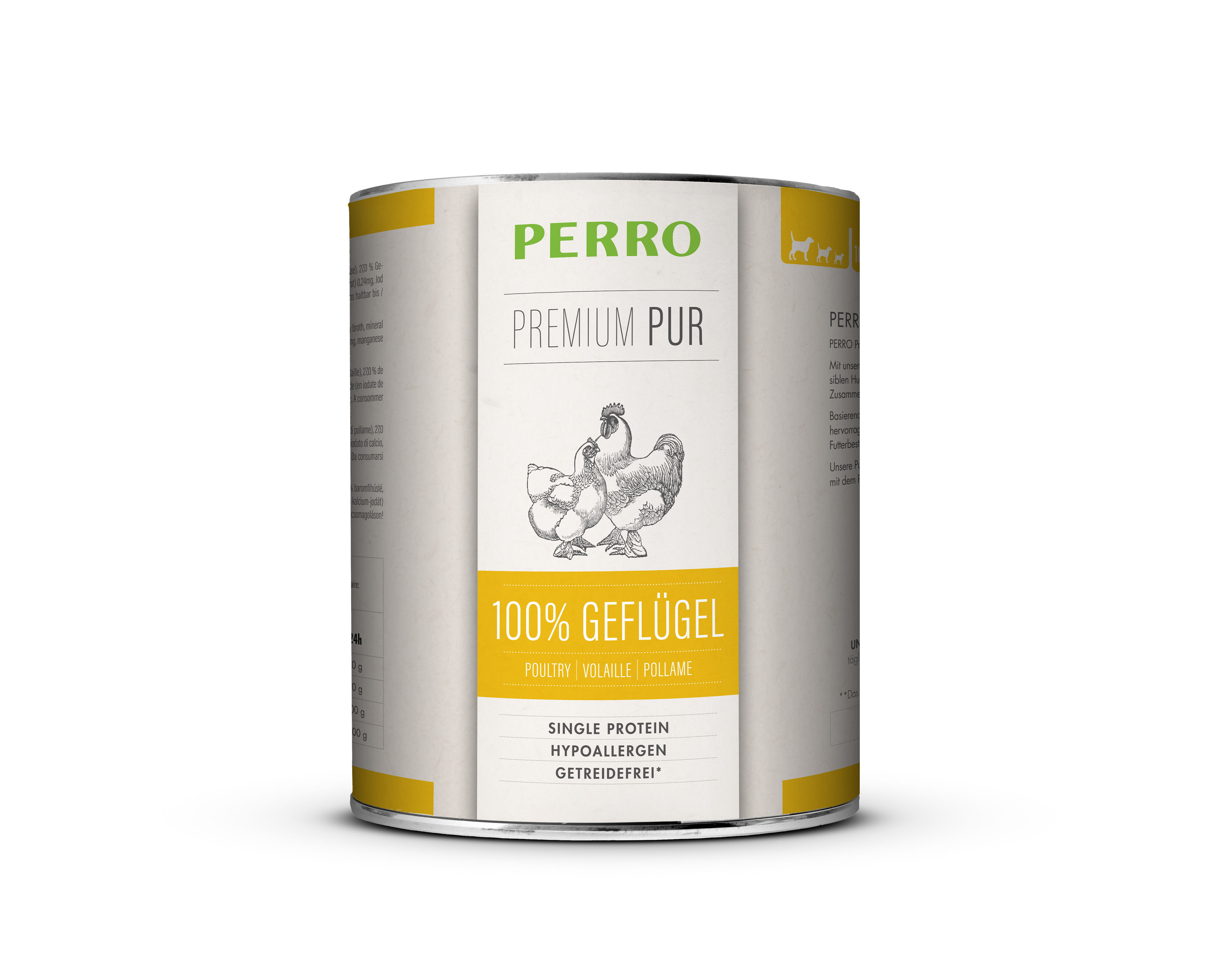 PERRO-Tiernahrung-Premium-Pur-Gefluegel-820g-Frischfleisch-Nassfutter-fuer-Hunde-181205