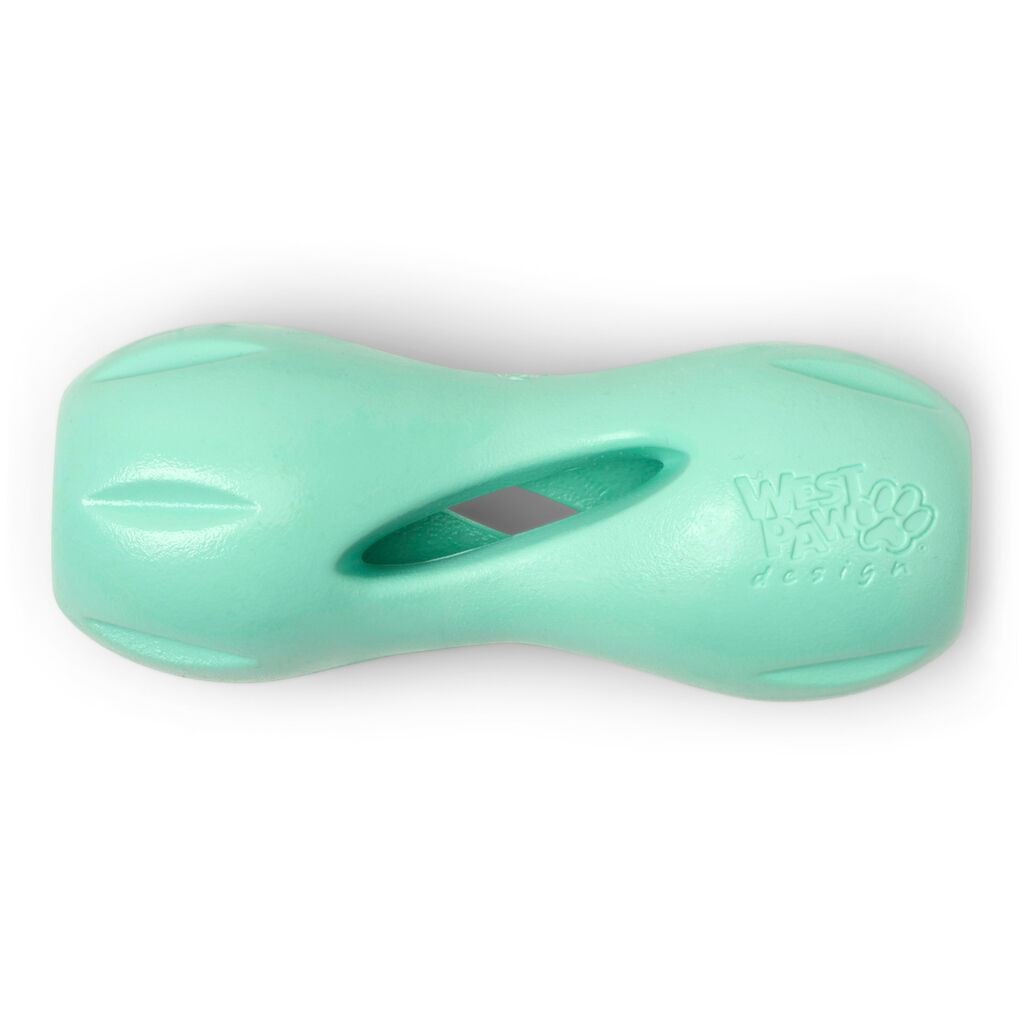 West-Paw-Design-Zogoflex-Hundespielzeug-Qwizl-Knochen-mint-befuellbarer-Futterball-22250