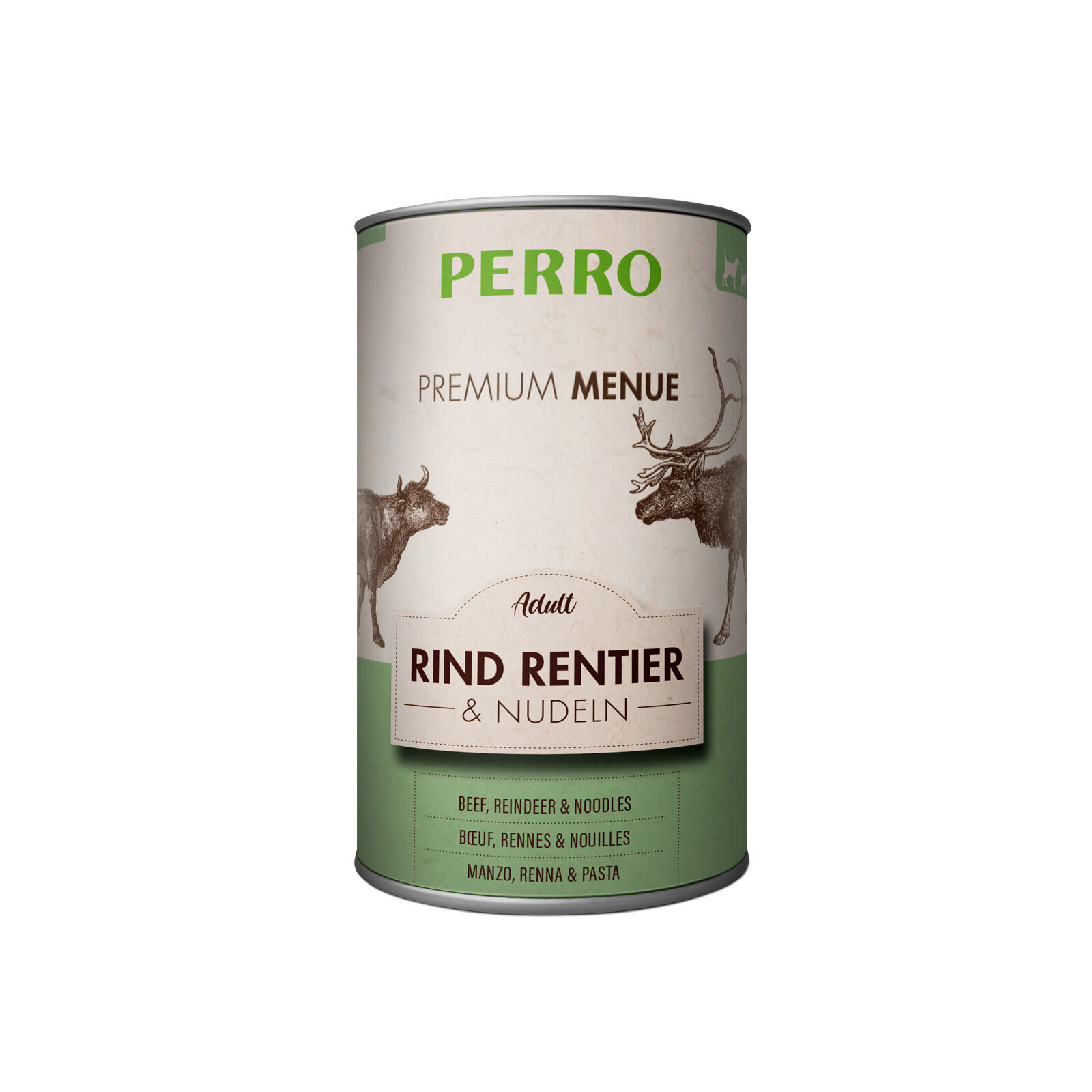 PERRO-Tiernahrung-Premium-Menue-Adult-Rind-Rentier-Vollkornnudeln-410g-Hunde-Nassfutter-mit-hohem-Fleischanteil-185060