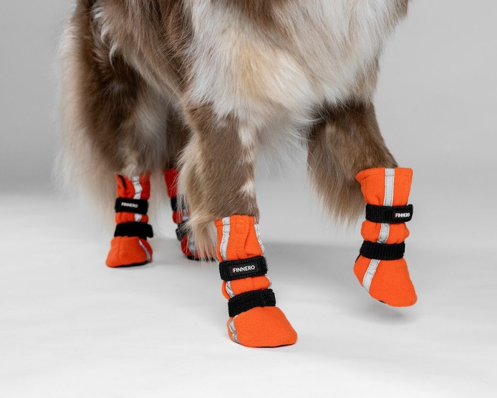 FinNero-HALLA-Outdoor-Fleece-Booties-Reflective-Orange-rutschfeste-Winter-Hundeschuhe-gegen-Streusalz-44-01023 FinNero-HALLA-Outdoor-Fleece-Booties-Reflective-Orange-rutschfeste-Winter-Hundeschuhe-gegen-Streusalz-44-01023