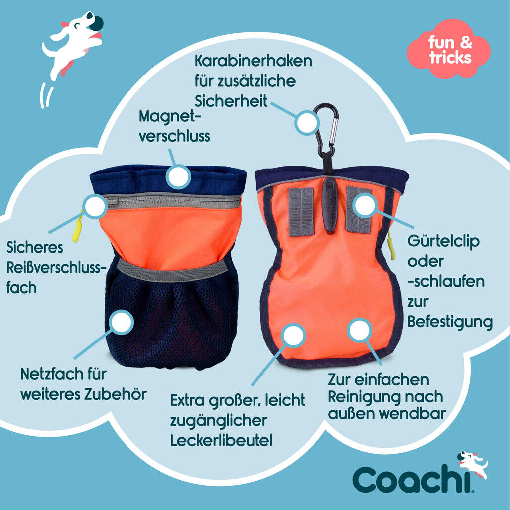 Company-of-Animals-Coachi-Professioneller-Leckerli-Beutel-Dunkelblau-Orange-Futtertasche-Hundetraining-50-41322