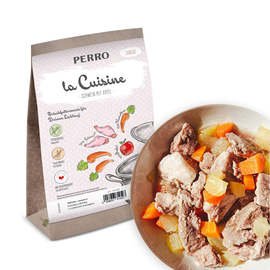 PERRO-Tiernahrung-PERRO-La-Cuisine-Frischfuttermenue-fuer-Hunde-mit-Schwein-und-Apfel-181450