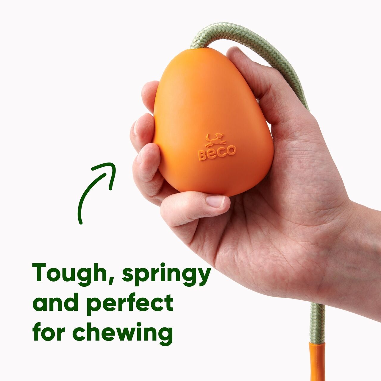 Beco-Slinger-Pebble-Wurfball-mit-Seil-orange-robust-perfekt-zum-Kauen-und-springt-BT-75632