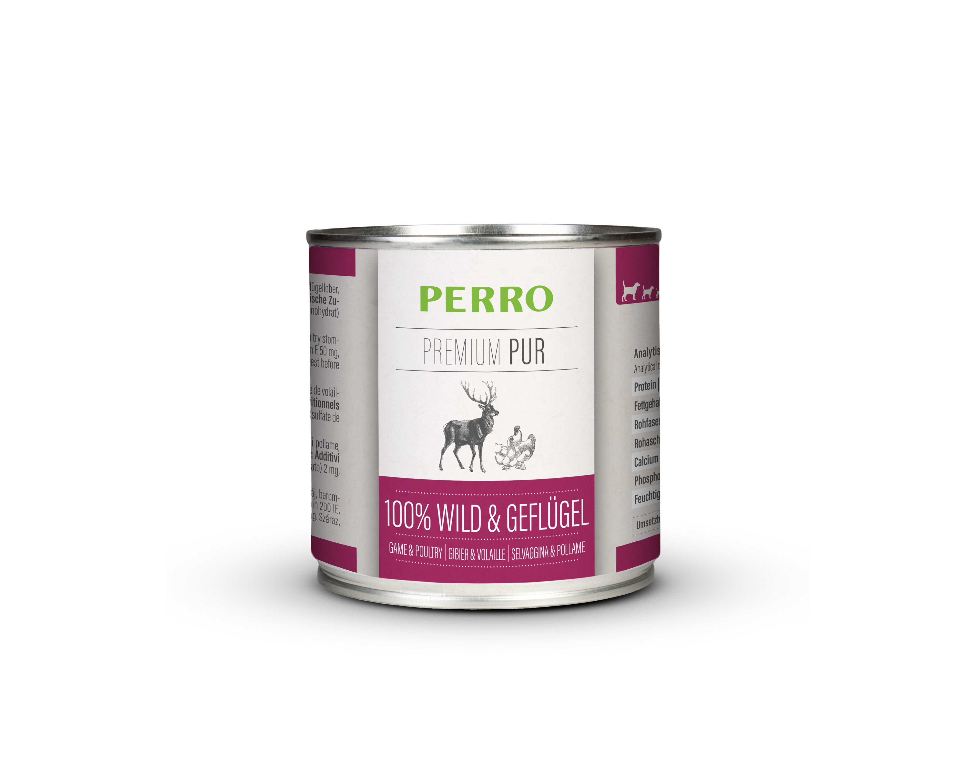 PERRO-Tiernahrung-Premium-Pur-Wild-und-Gefluegel-200g-Nassfutter-mit-viel-Frischfleisch-181207