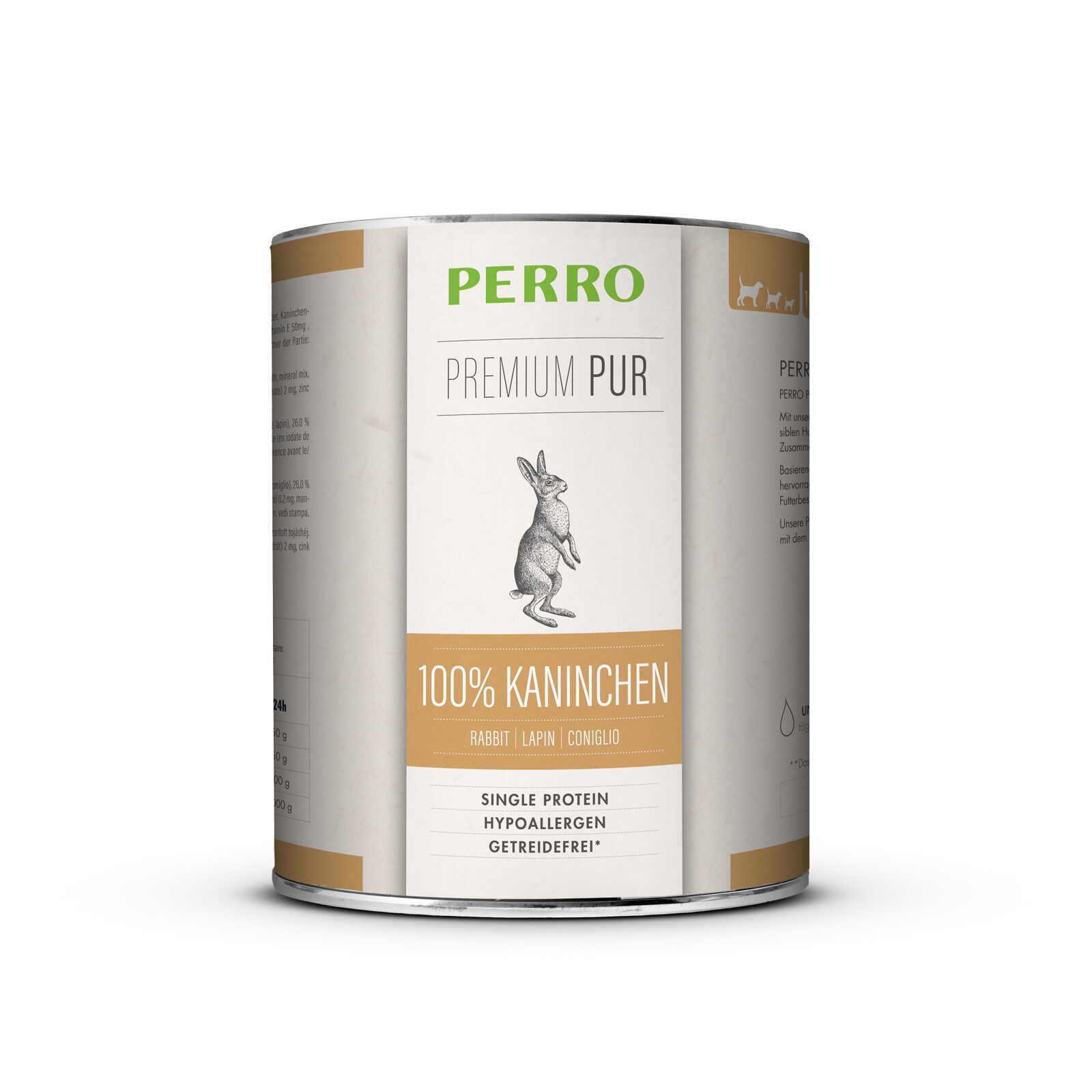 PERRO-Tiernahrung-Premium-Pur-Kaninchen-820g-getreidefreies-Nassfutter-in-der-Dose-fuer-Hunde-181220