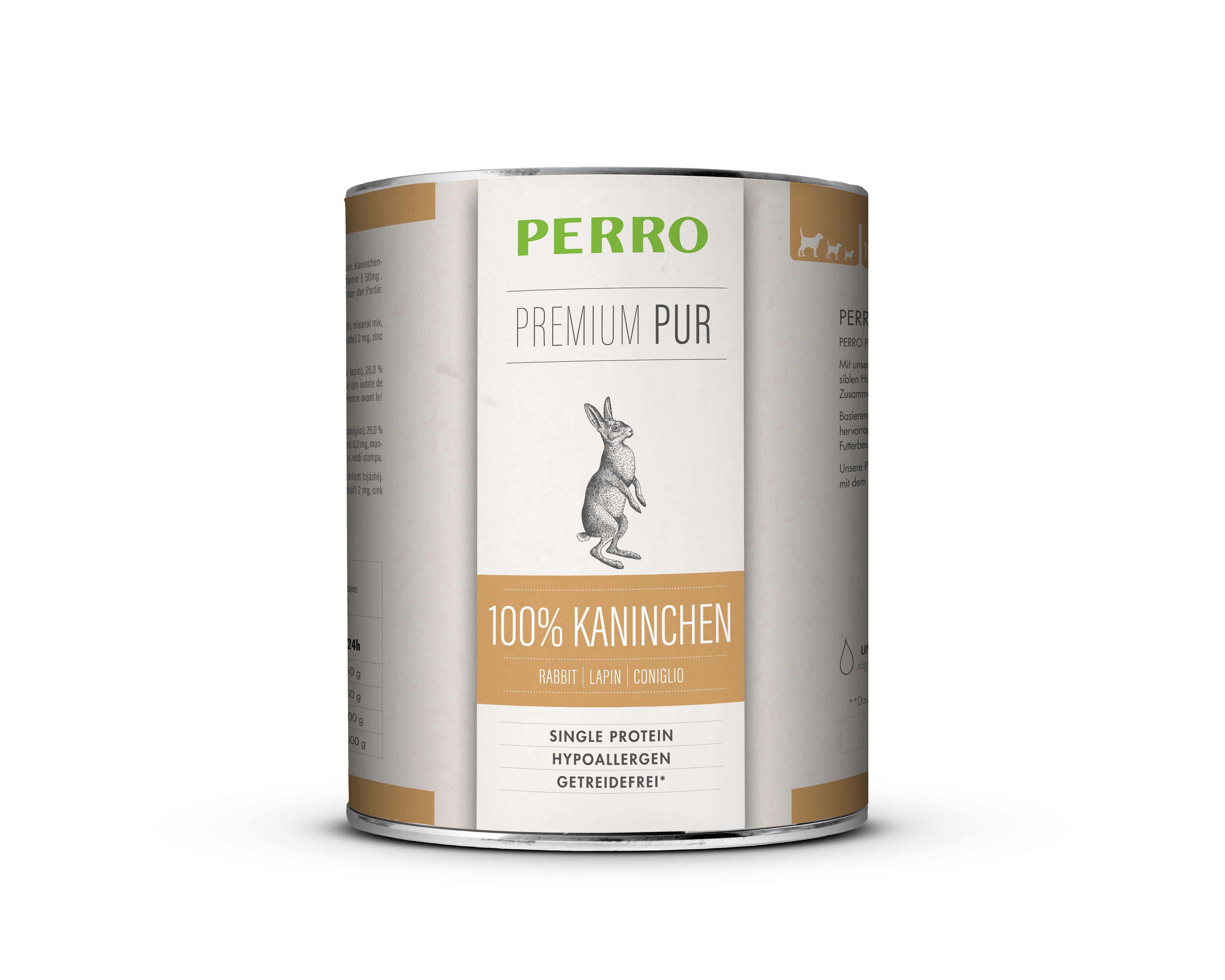 PERRO-Tiernahrung-Premium-Pur-Kaninchen-820g-getreidefreies-Nassfutter-in-der-Dose-fuer-Hunde-181220