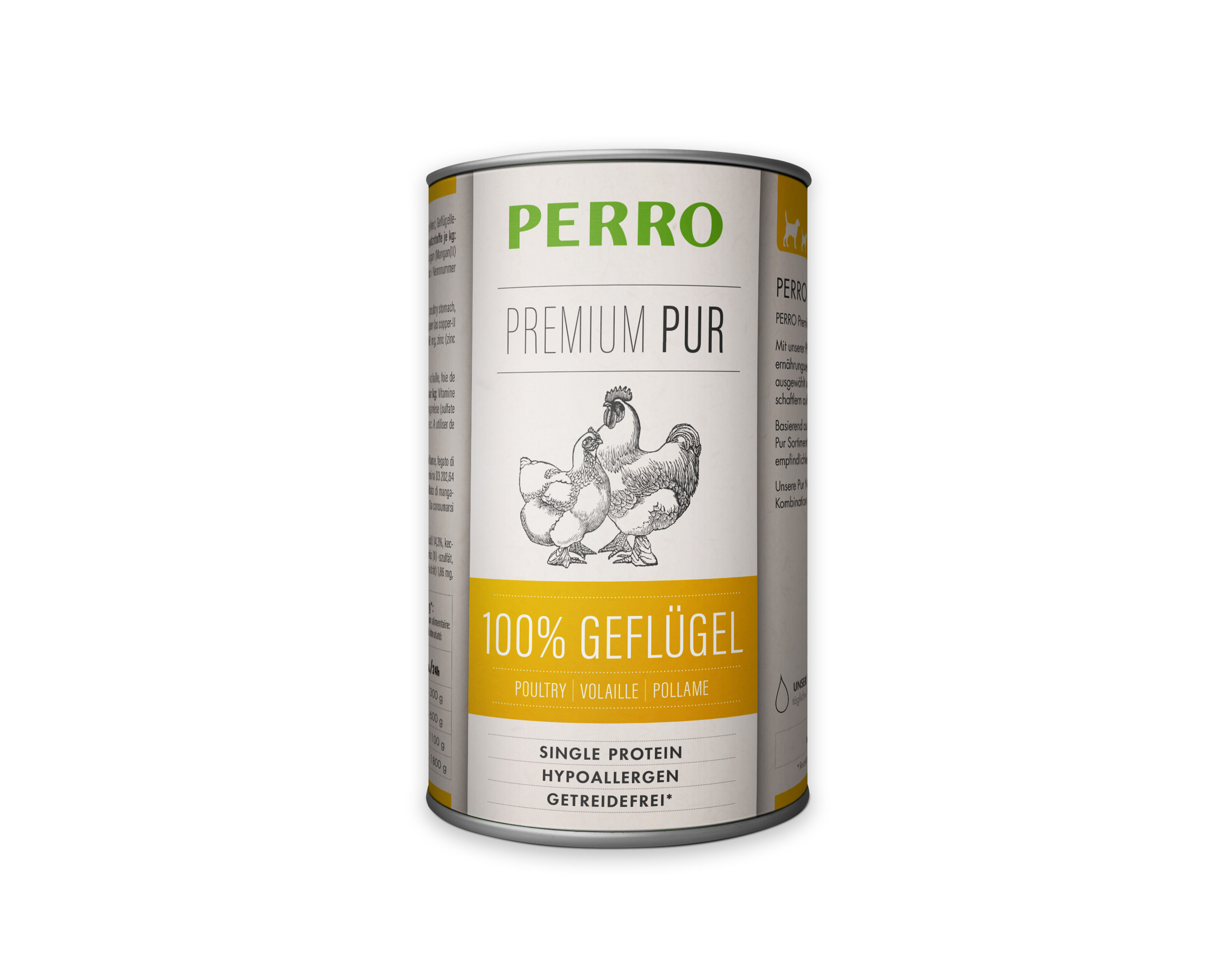 PERRO-Tiernahrung-Premium-Pur-Gefluegel-410g-getreidefreies-Hunde-Nassfutter-fuer-Ausschlussdiaet-181205