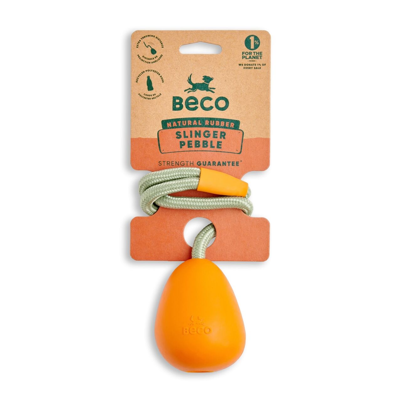 Beco-Slinger-Pebble-Wurfball-mit-Seil-orange-aus-Naturkautschuk-und recycelten-Kunststoff-Flaschen-BT-75632