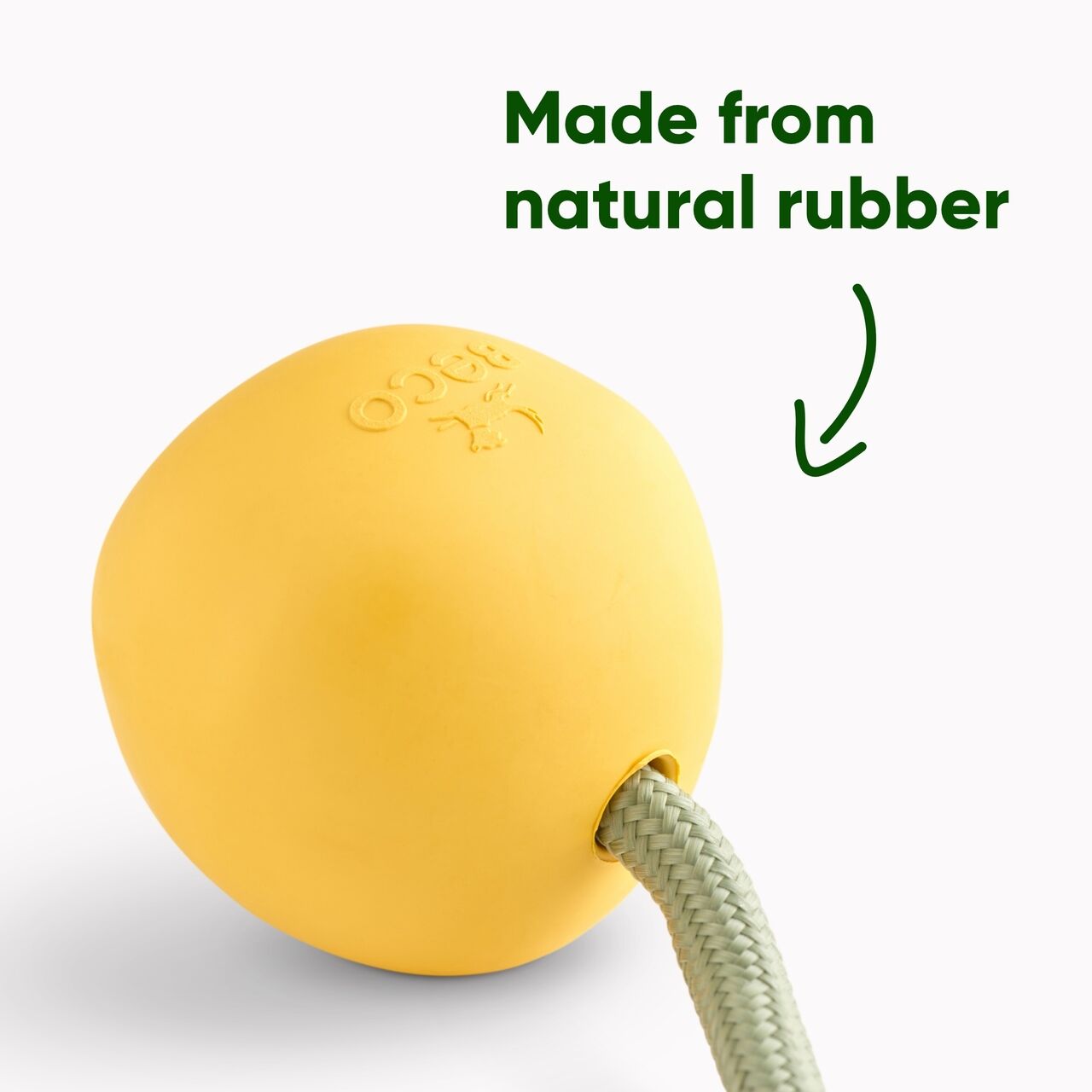 Beco-Slinger-Ball-mit-Seil-gelb-aus-robustem-zahnschonendem-Naturkautschuk-fuer-weite-Wuerfe-recycelte-Materialien-BT-75630