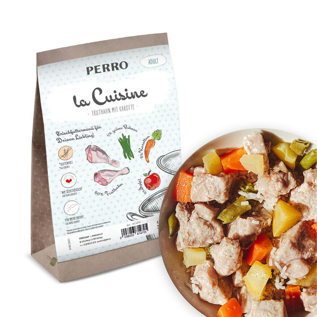 PERRO-Tiernahrung-PERRO-La-Cuisine-feines-Hundemenue-mit-Truthahn-und-Karotten-181450