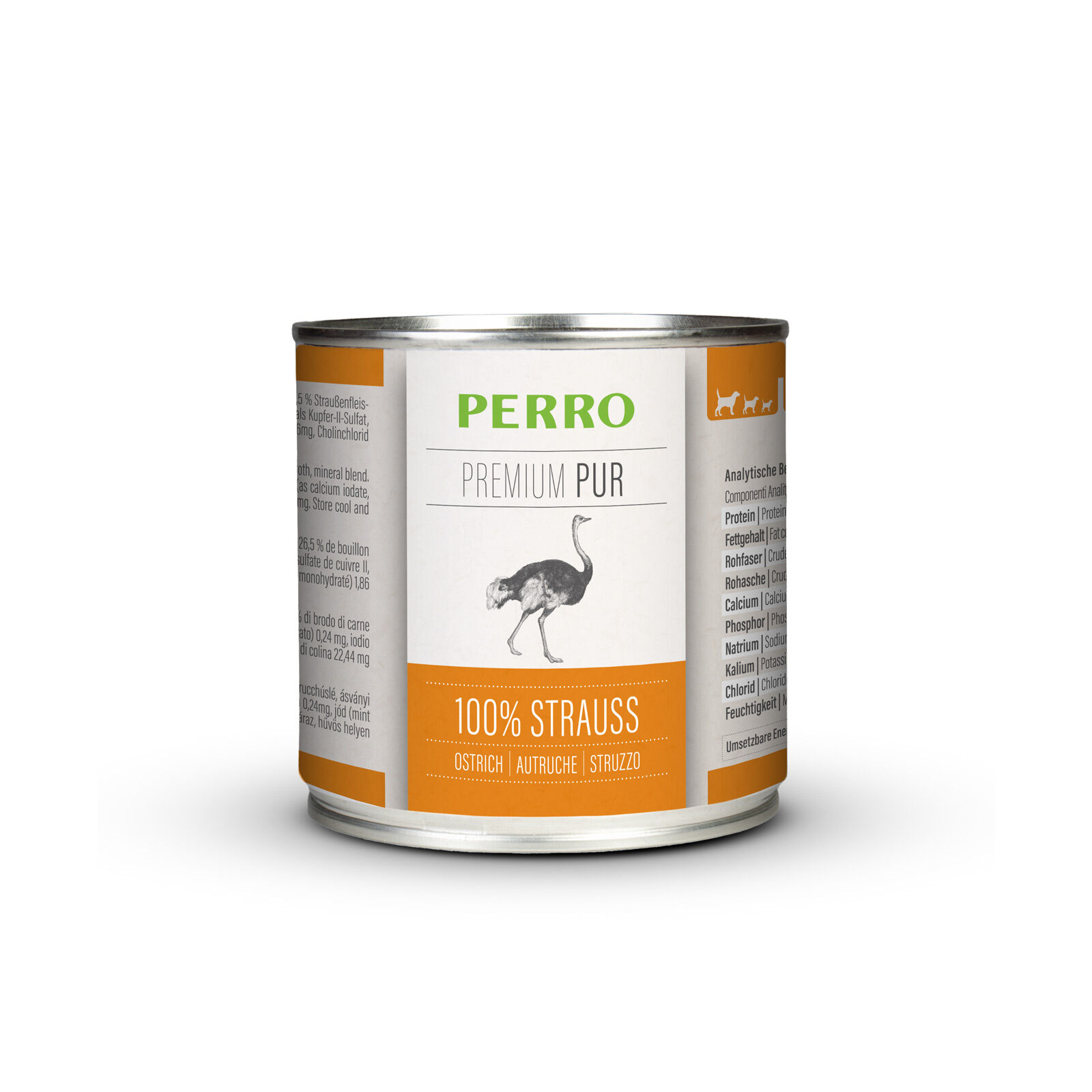 PERRO-Tiernahrung-Premium-Pur-Strauss-200g-Hundenahrung-Nassfutter-in-der-Dose-181208