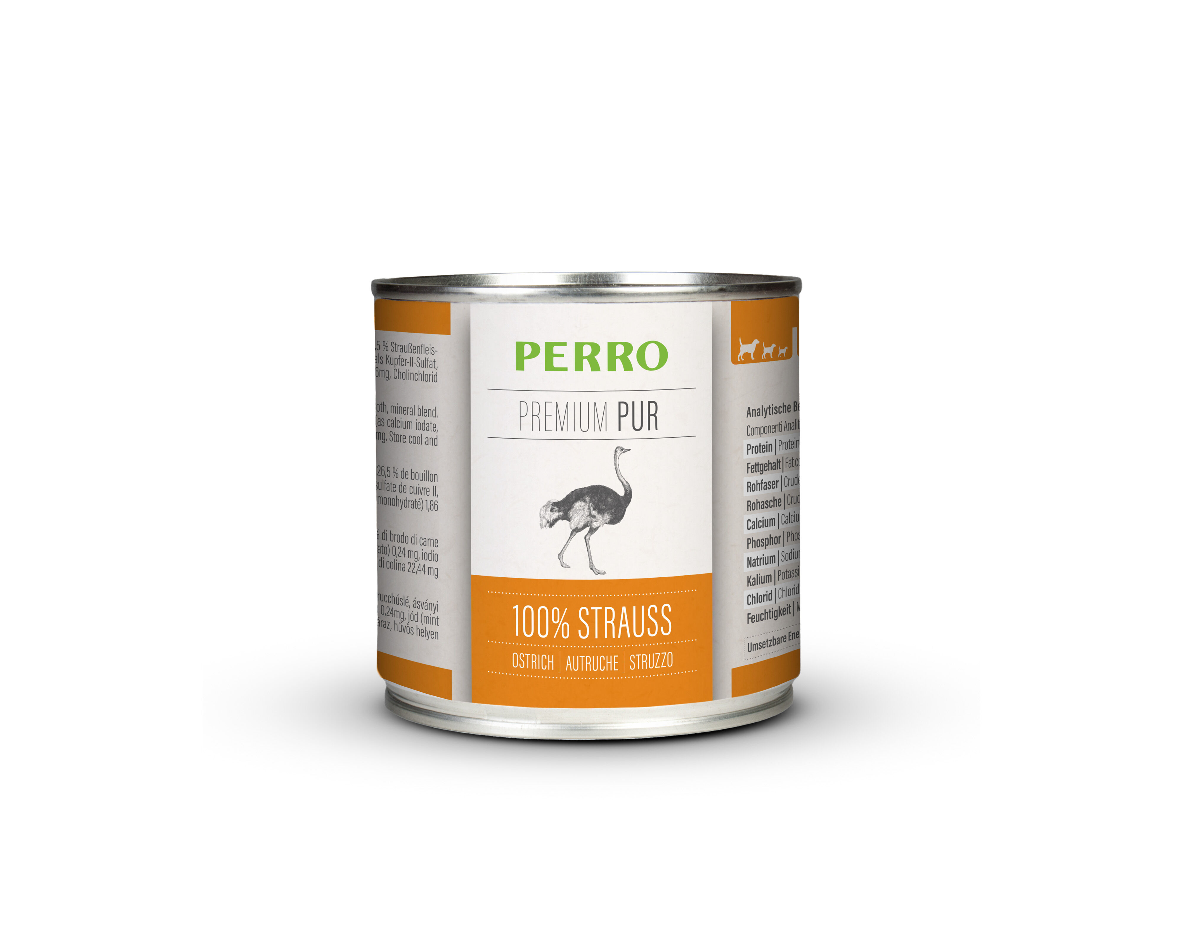 PERRO-Tiernahrung-Premium-Pur-Strauss-200g-Hundenahrung-Nassfutter-in-der-Dose-181208