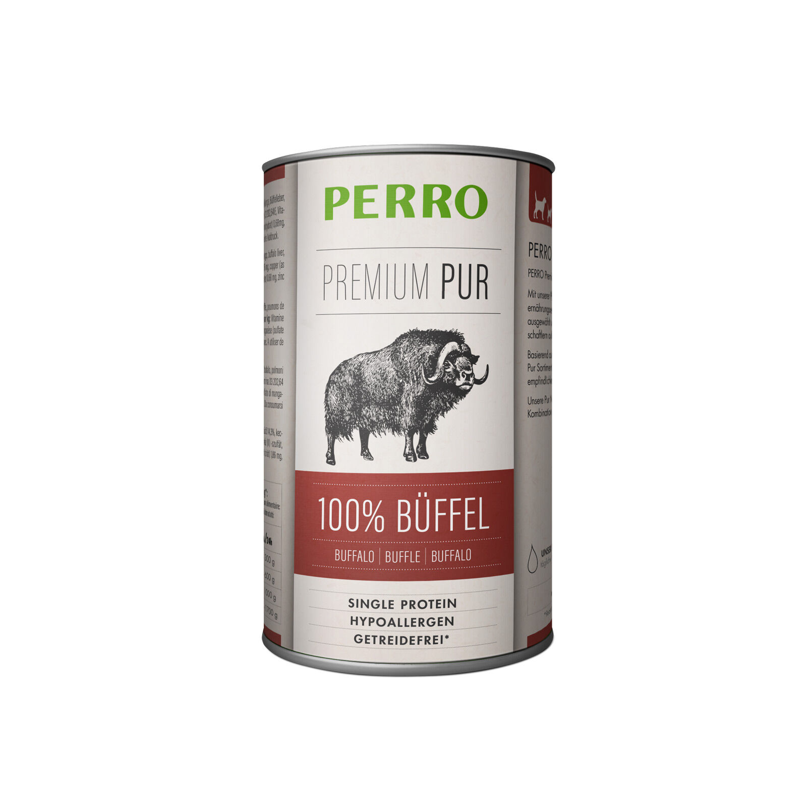 PERRO-Tiernahrung-Pur-Bueffel-410g-Singleprotein-Nassfutter-fuer-Hunde-181230