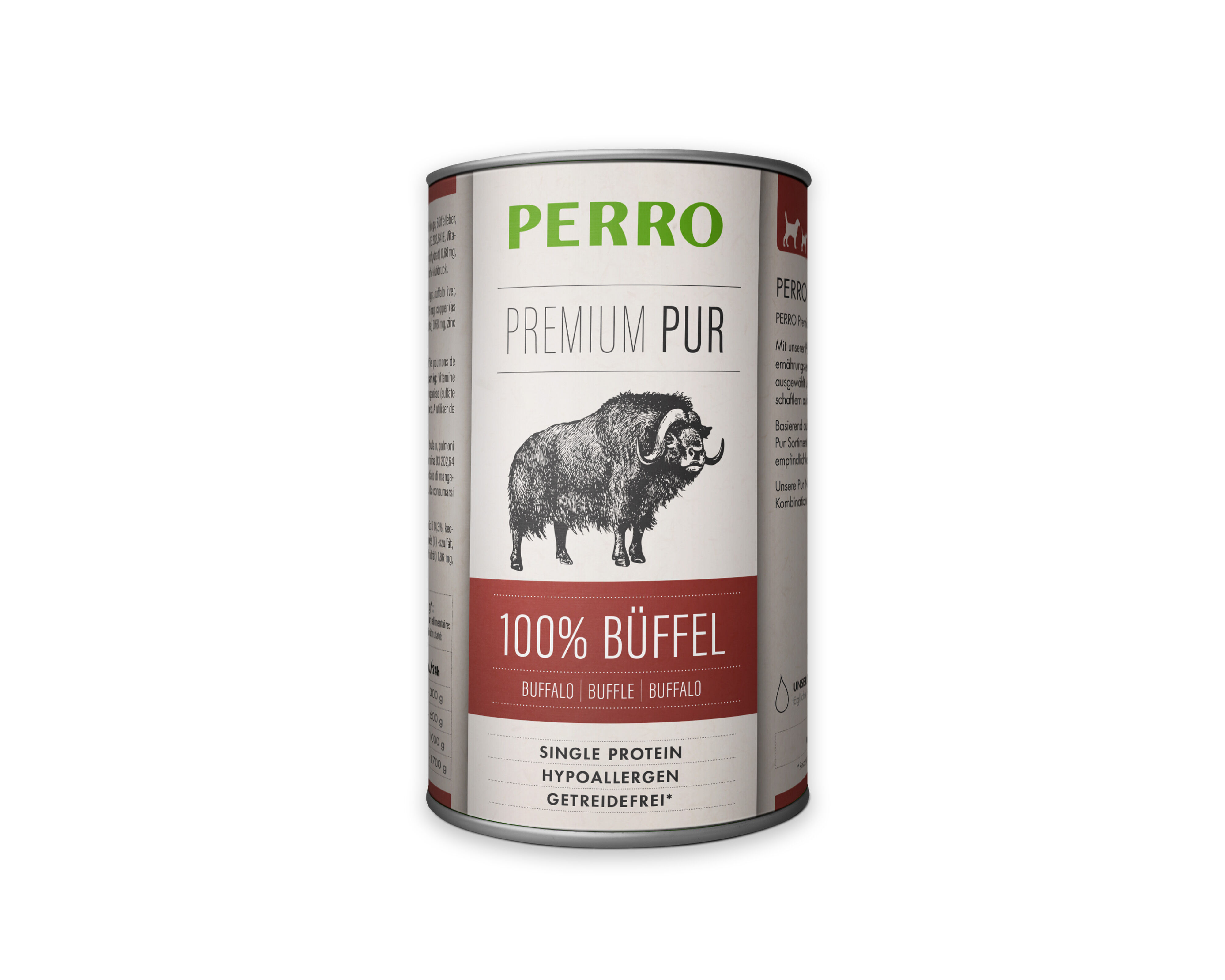 PERRO-Tiernahrung-Pur-Bueffel-410g-Singleprotein-Nassfutter-fuer-Hunde-181230