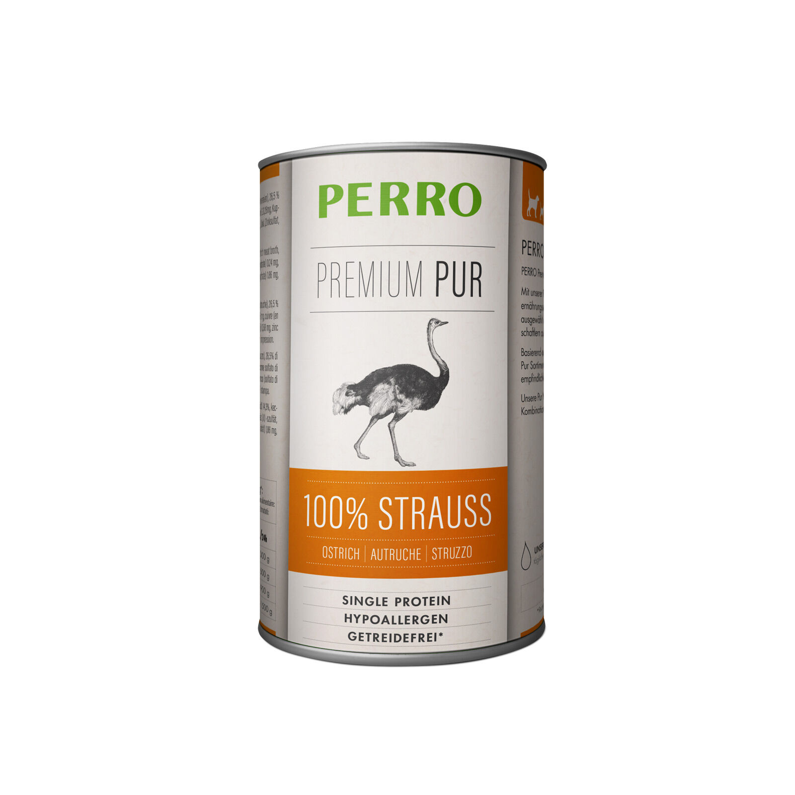 PERRO-Tiernahrung-Premium-Pur-Strauss-410g-hypoallergenes-Nassfutter-fuer-Hunde-181208