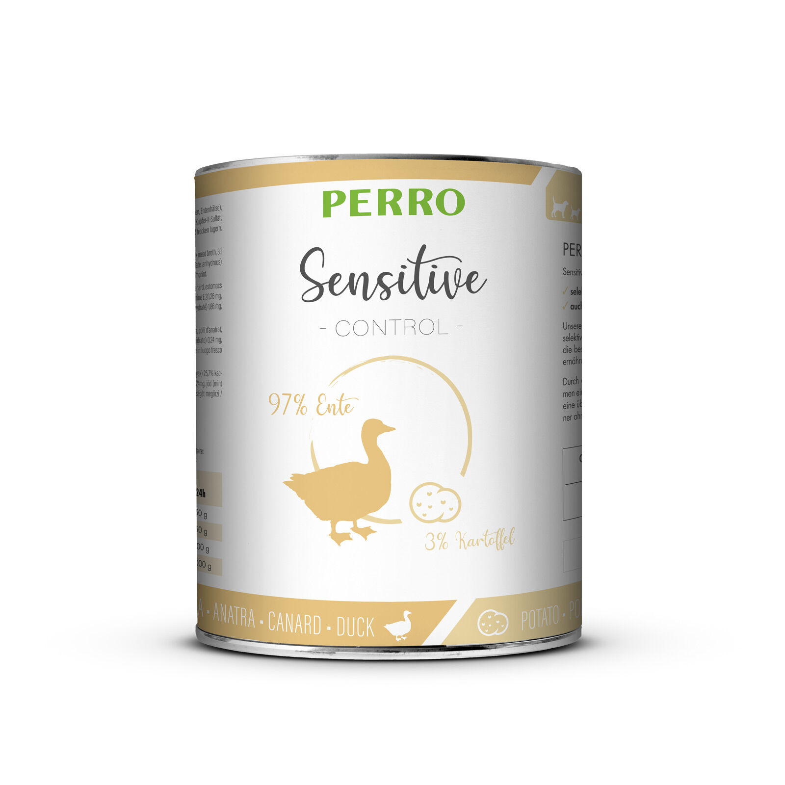 PERRO-Tiernahrung-Sensitive-Control-Ente-Kartoffeln-820g-Hundefutter-Dose-Singleprotein-181254