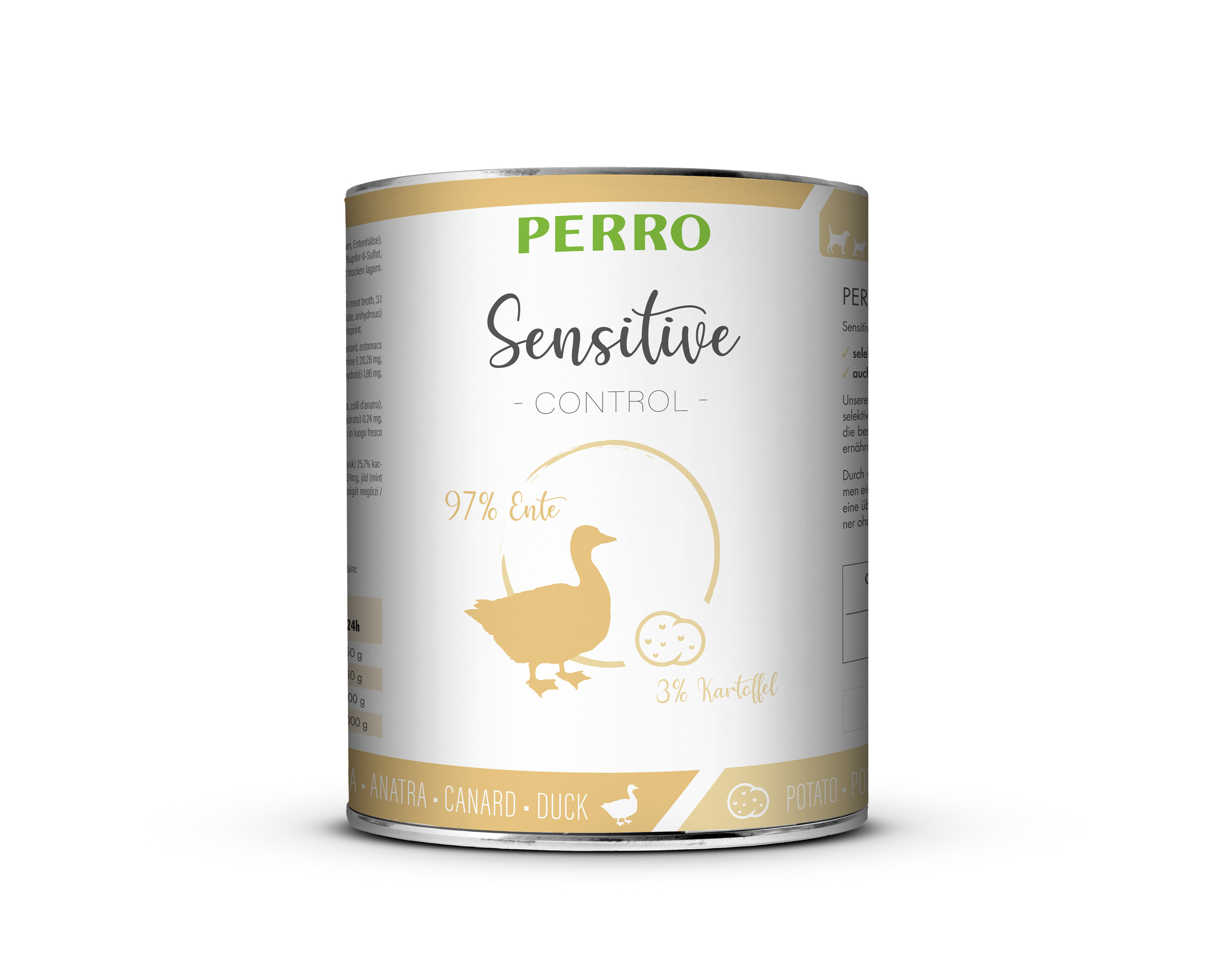 PERRO-Tiernahrung-Sensitive-Control-Ente-Kartoffeln-820g-Hundefutter-Dose-Singleprotein-181254