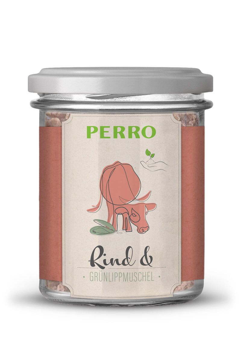 PERRO-Geniesser-Glas-Hundefutter-Rind-Gruenlippmuschel-59-80110