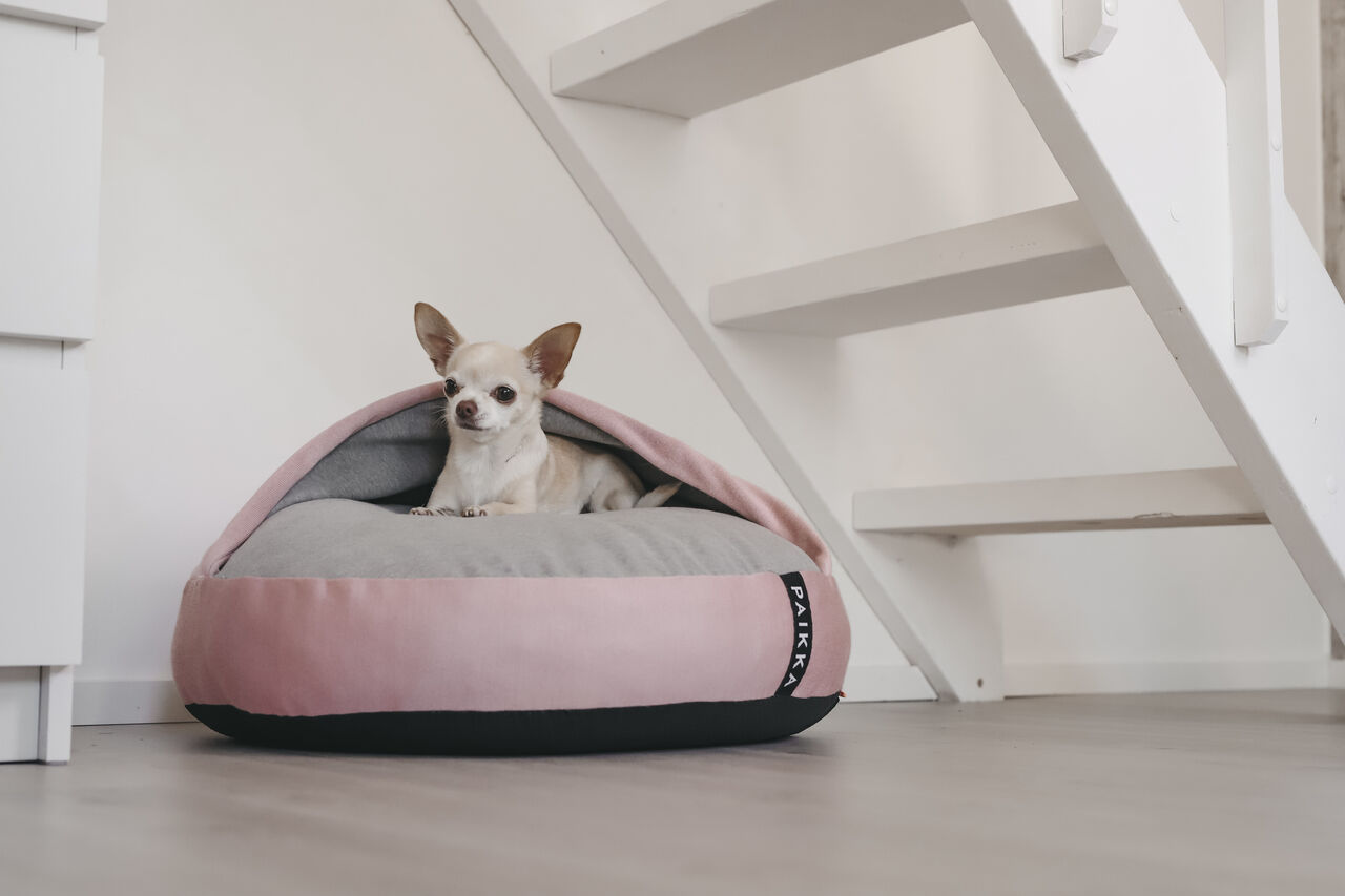 PAIKKA-Hundehoehle-und-Kissen-Recovery-Burrow-Bed-Pink-Hundebett-Unterschlupf-60-46136