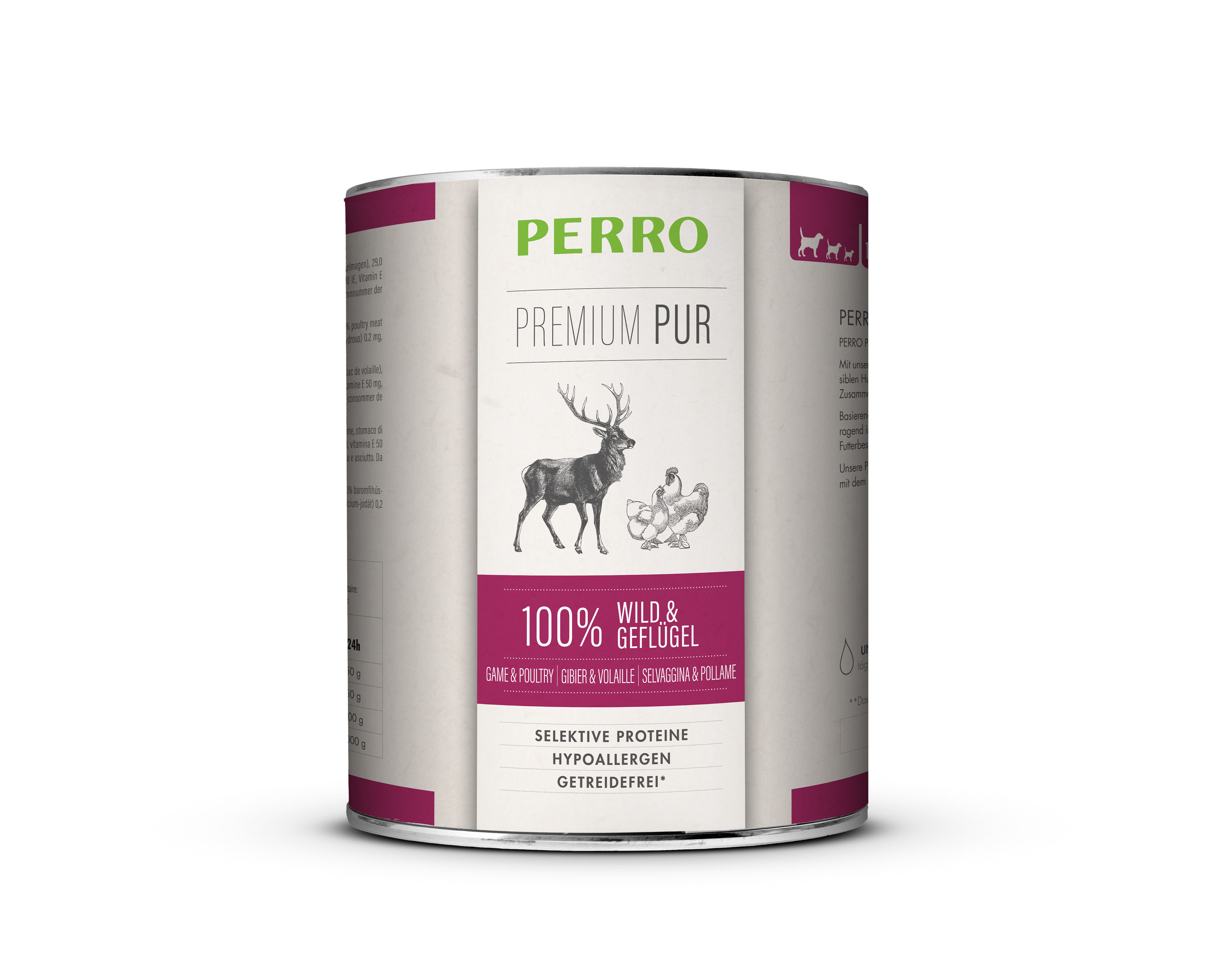 PERRO-Tiernahrung-Premium-Pur-Wild-und-Gefluegel-820g-getreidefreies-Hunde-Nassfutter-in-der-Dose-181207