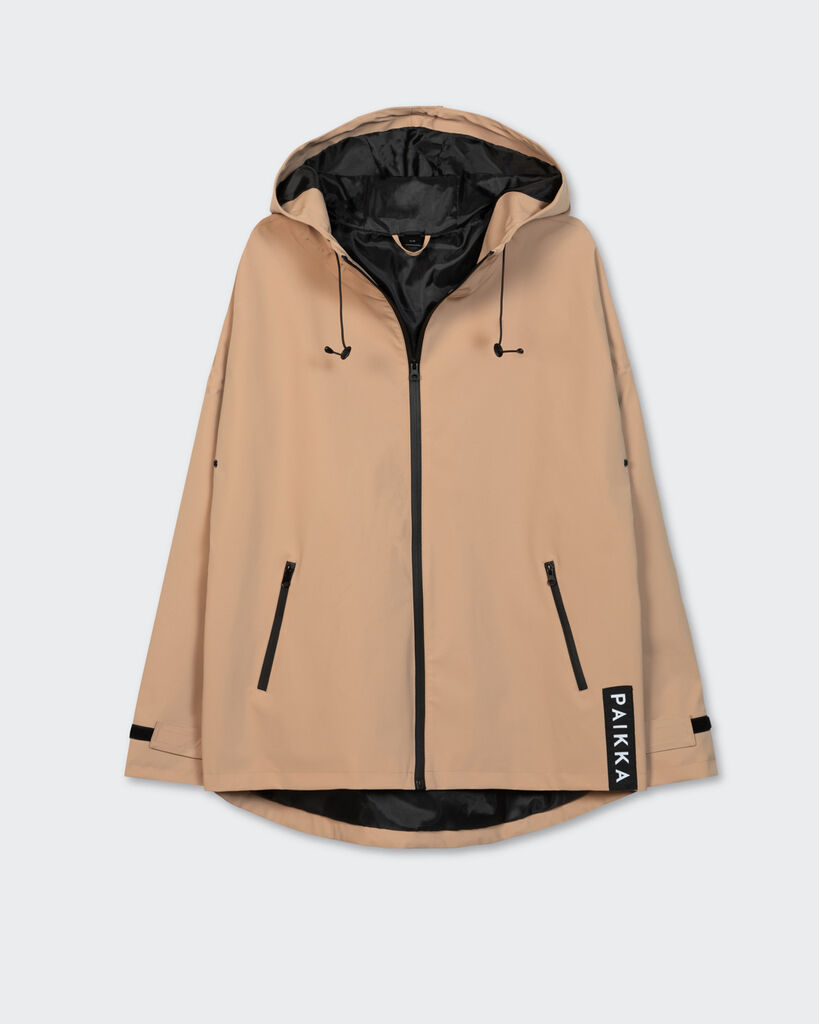 PAIKKA-Regenmantel-fuer-Zweibeiner-lite-taupe-U-reflektierend-60-20066