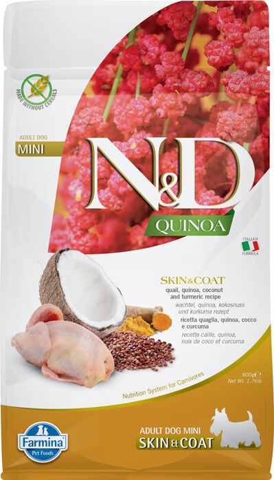 Trockenfutter-Farmina-ND-Quinoa-Skin-Coat-Adult-Mini-Monoprotein-Hundefutter-Wachtel-800-g-58-03990 Trockenfutter-Farmina-ND-Quinoa-Skin-Coat-Adult-Mini-Monoprotein-Hundefutter-Wachtel-800-g-58-03990