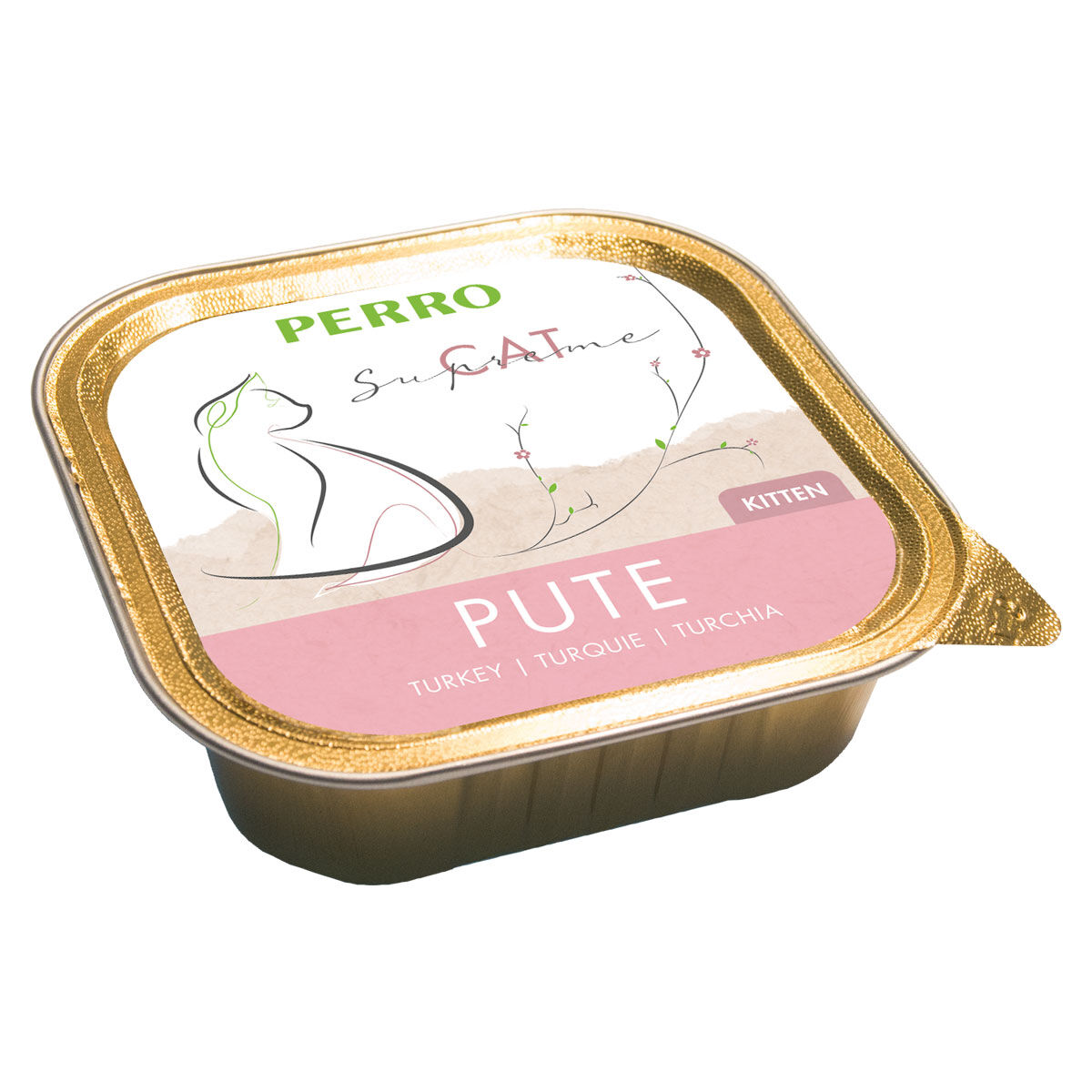 PERRO-Tiernahrung-Cat-Supreme-Kitten-Pute-100g-Nassfutter-fuer-Babykatzen-im-Schaelchen-182135