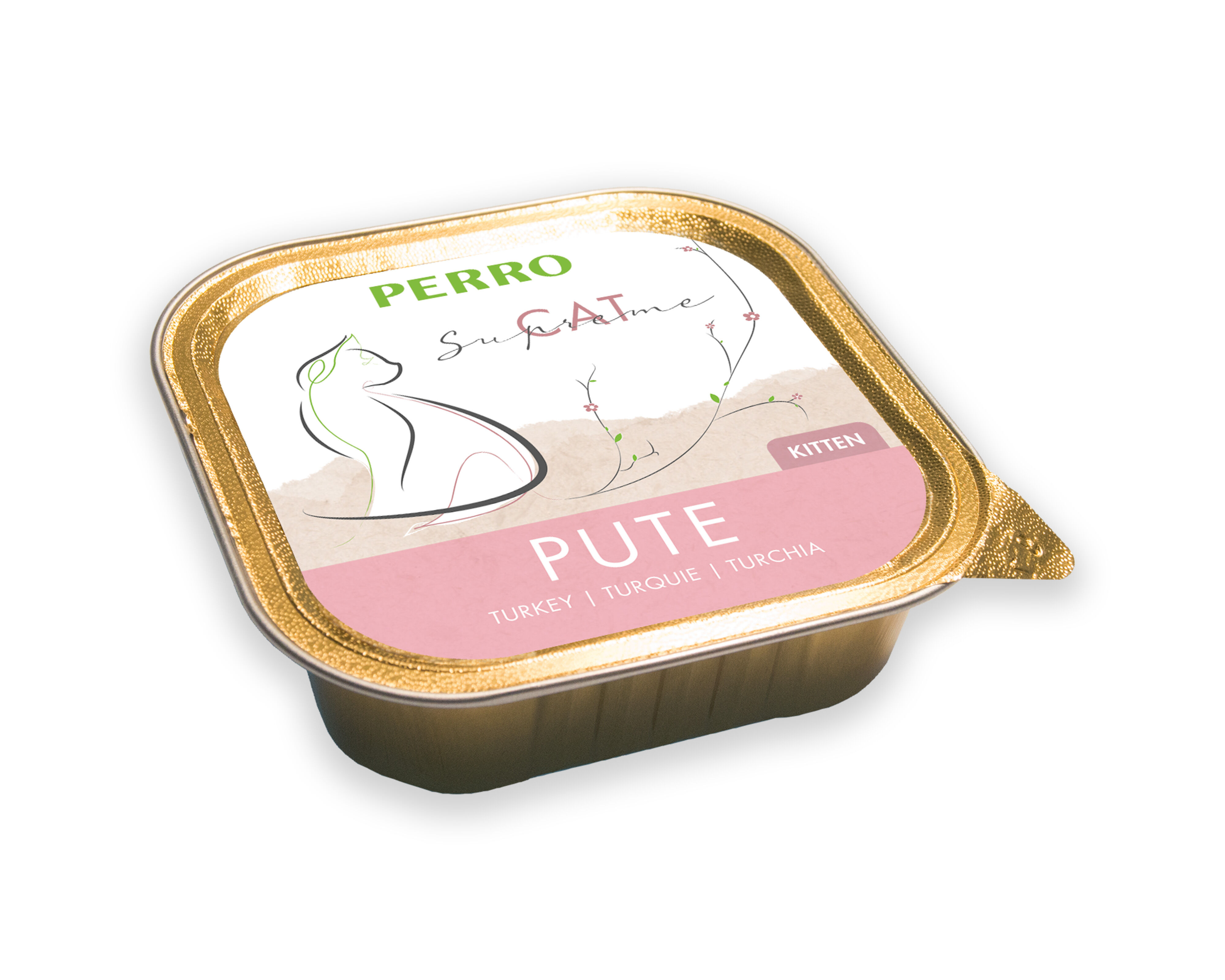 PERRO-Tiernahrung-Cat-Supreme-Kitten-Pute-100g-Nassfutter-fuer-Babykatzen-im-Schaelchen-182135