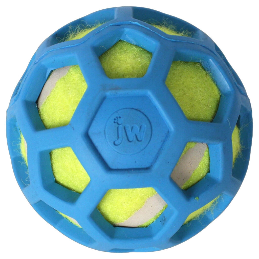 JW-Holee-Roller-Gitterball-mit-Tennisball-Hundespielzeug-zum-Apportieren-aus-Naturkautschuk-PM-42204