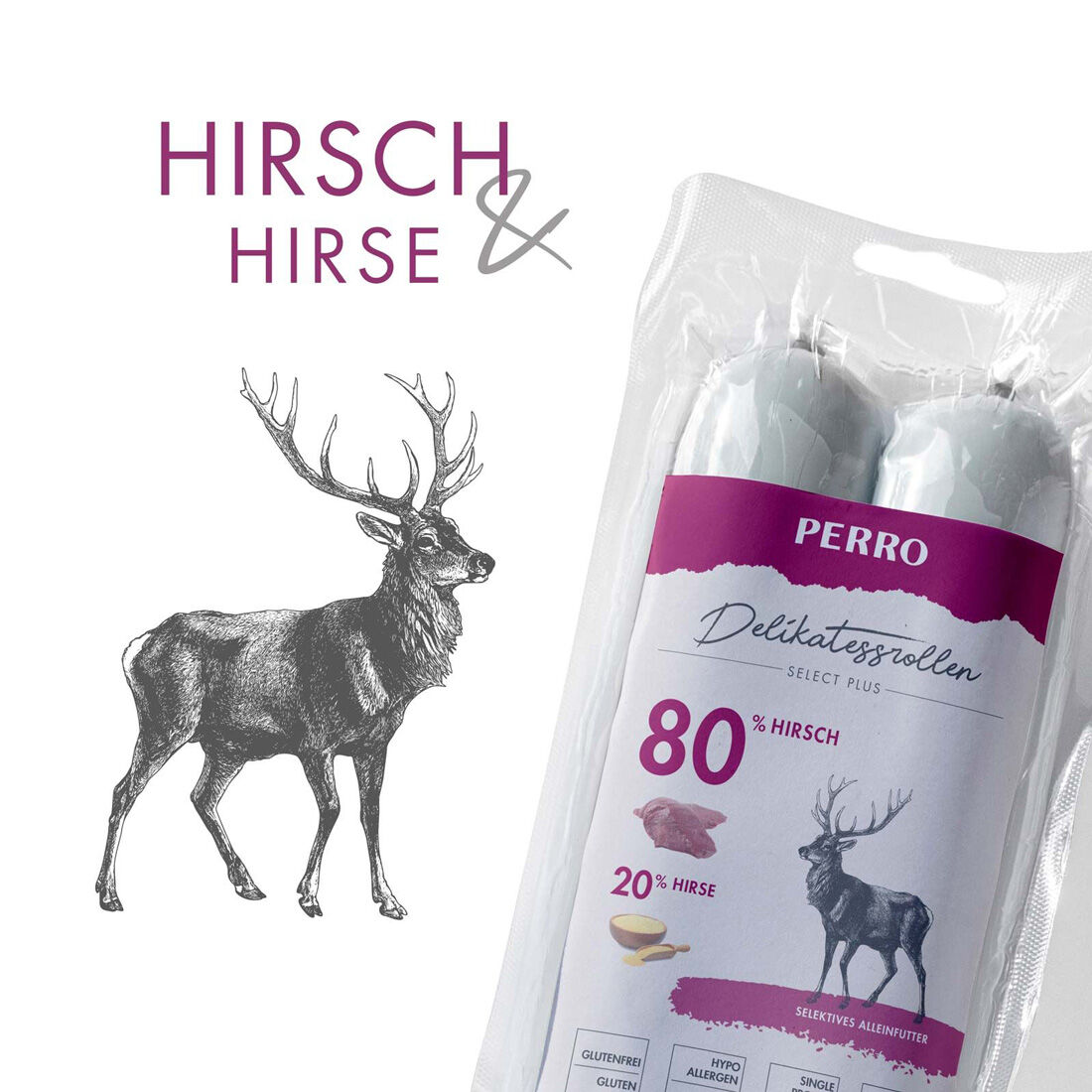 PERRO-Delikatessrolle-Hirsch-Hirse-Hundewurst-Alleinfutter-181594
