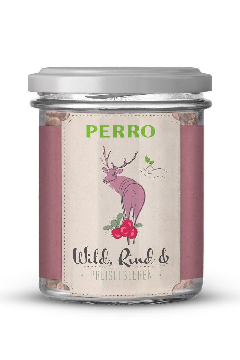 PERRO-Geniesser-Glas-Hundefutter-Wild-Preiselbeere-59-80110